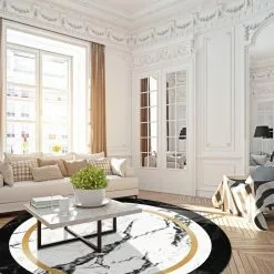 Pyöreät Matot - Avola (musta/valkoinen/kulta) -Pyöreät Matot Myymälä 15 marne.skd11230.col801.round .d9.p5