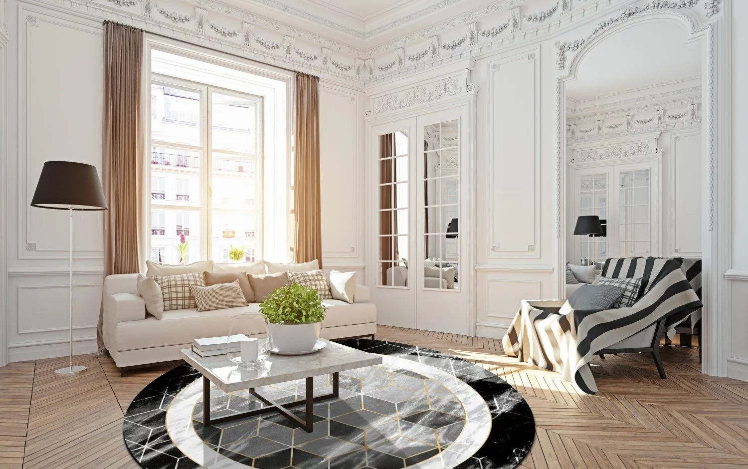 Pyöreät Matot - Castello (musta/valkoinen) 4 Pyöreät Matot - Castello (musta/valkoinen) - Image 2