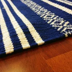 Räsymatto - Ystad (sininen) -Pyöreät Matot Myymälä 9 4