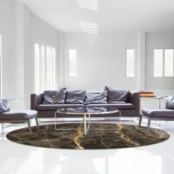 Pyöreät Matot - Aris (musta/kulta) -Pyöreät Matot Myymälä arisrunda