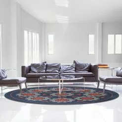 Pyöreät Matot - Florina (sininen/oranssi) -Pyöreät Matot Myymälä atakum1a