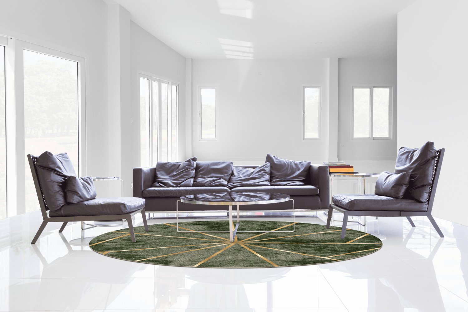 Pyöreät Matot - Bellizzi (vihreä) 6 Pyöreät Matot - Bellizzi (vihreä) - Image 4