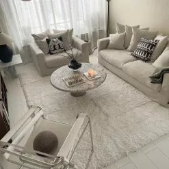 Ryijymatot - Cannes (valkoinen) -Pyöreät Matot Myymälä cannesvit2