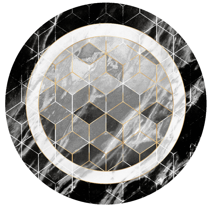 Pyöreät Matot - Castello (musta/valkoinen) 3 Pyöreät Matot - Castello (musta/valkoinen)