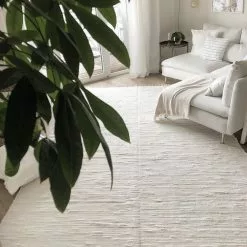 Räsymatto - Silje (valkoinen) -Pyöreät Matot Myymälä cred produktbild siljevit