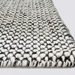 Villamatto - Delly (musta/valkoinen) -Pyöreät Matot Myymälä delly black white ullmatta wool carpet wollteppichen 01copy2