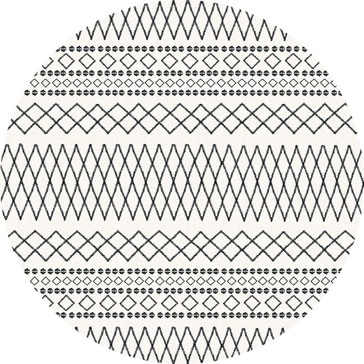 Pyöreät Matot - Safi (musta/valkoinen) 3 Pyöreät Matot - Safi (musta/valkoinen)