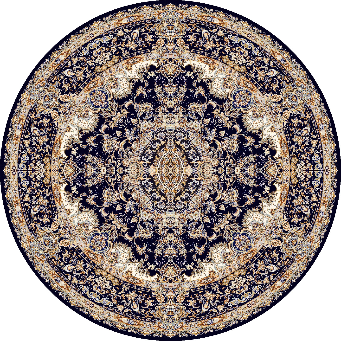 Pyöreät Matot - Vakifli (musta/multi) 3 Pyöreät Matot - Vakifli (musta/multi)