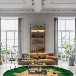 Pyöreät Matot - Positano (beige/vihreä) -Pyöreät Matot Myymälä dt70235 101.positano 160xyuvarlaka