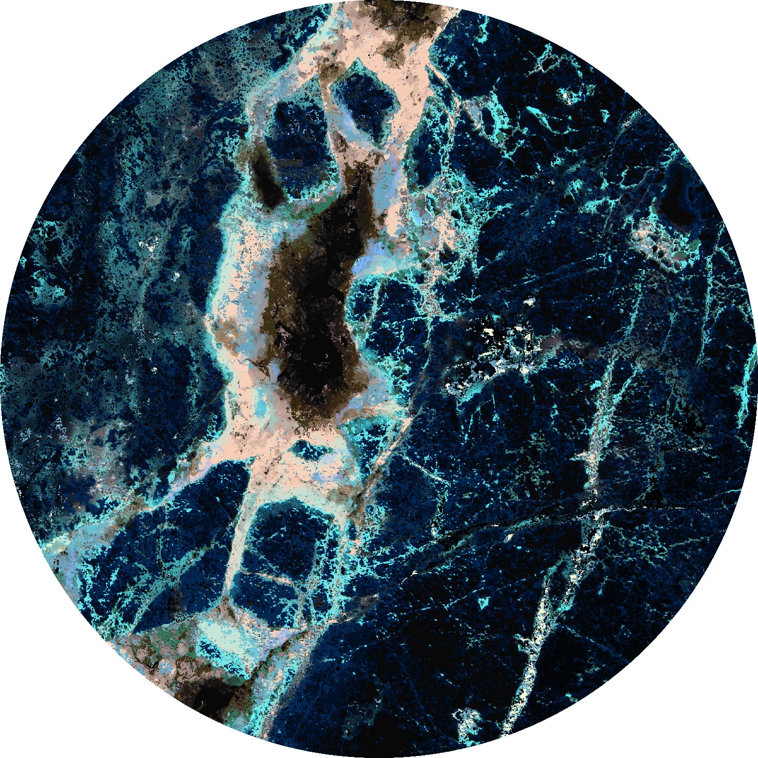 Pyöreät Matot - Narbolia (sininen/multi) 3 Pyöreät Matot - Narbolia (sininen/multi)