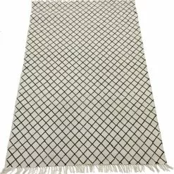 Räsymatto - Agadir (musta/valkoinen) -Pyöreät Matot Myymälä img 4709