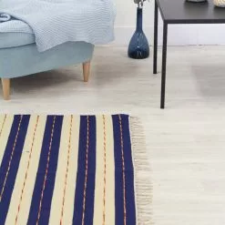 Räsymatto - Alva (sininen) -Pyöreät Matot Myymälä img 7273 87823