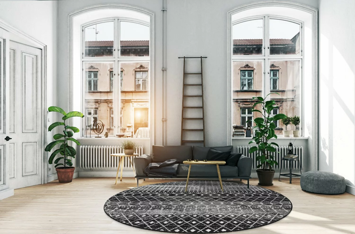 Pyöreät Matot - Stella (musta/valkoinen) 4 Pyöreät Matot - Stella (musta/valkoinen) - Image 2