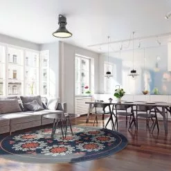 Pyöreät Matot - Florina (sininen/oranssi) -Pyöreät Matot Myymälä interior 24 1007261722 1.2 2