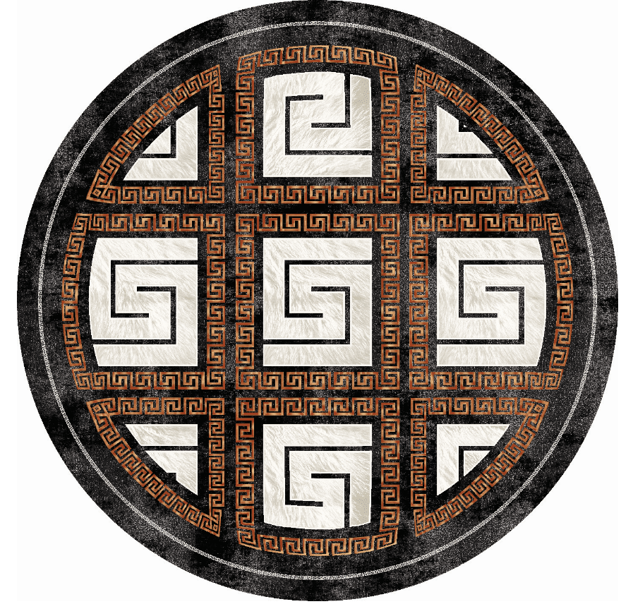 Pyöreät Matot - Milos (musta/valkoinen) 3 Pyöreät Matot - Milos (musta/valkoinen)