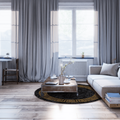 Pyöreät Matot - Myra (musta/kulta) -Pyöreät Matot Myymälä myrasvartrunda