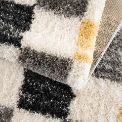 Ryijymatot - Tellaro (harmaa-keltainen) -Pyöreät Matot Myymälä pulpy 554 grey makro