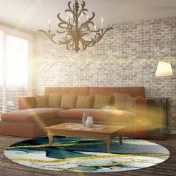 Pyöreät Matot - Alvaro (sininen/valkoinen/kulta) -Pyöreät Matot Myymälä room1 5 alvaro