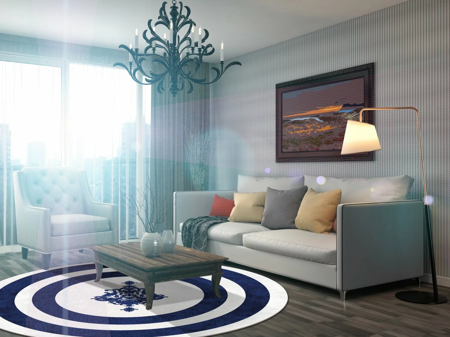 Pyöreät Matot - Soros (sininen/valkoinen) 4 Pyöreät Matot - Soros (sininen/valkoinen) - Image 2