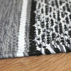 Räsymatto - Visby (musta-valkoinen) -Pyöreät Matot Myymälä ryaimg 64141234