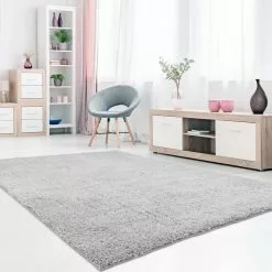 Ryijymatot - Soft Shine (harmaa) -Pyöreät Matot Myymälä softshine 2236 silver raum eckig