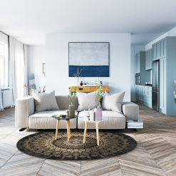 Pyöreät Matot - Sandrigo (musta/kulta) -Pyöreät Matot Myymälä time2a